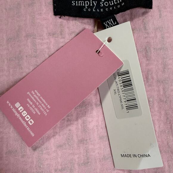 NWT Simply Southern pink tweed blazer with gold metallic weave. Women’s XXL - Picture 6 of 9